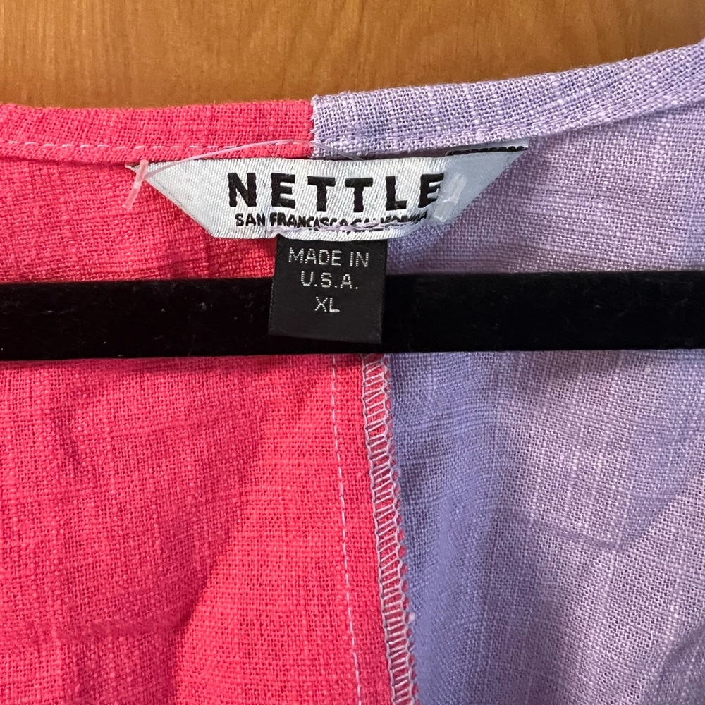 Nettle studios two tone linen tie crop top size XL